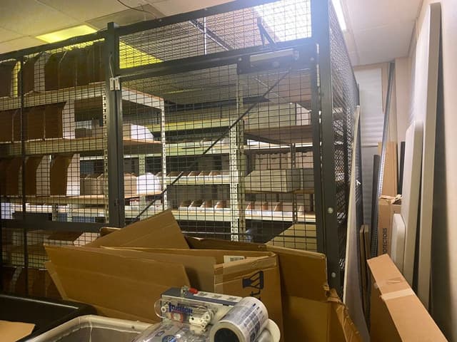 Heavy-Duty Metal Storage Rack with Mesh Security Enclosure