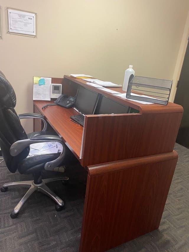Wooden Reception Desk with Storage