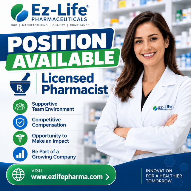 Licensed Pharmacist — Pharmaceutical Manufacturing