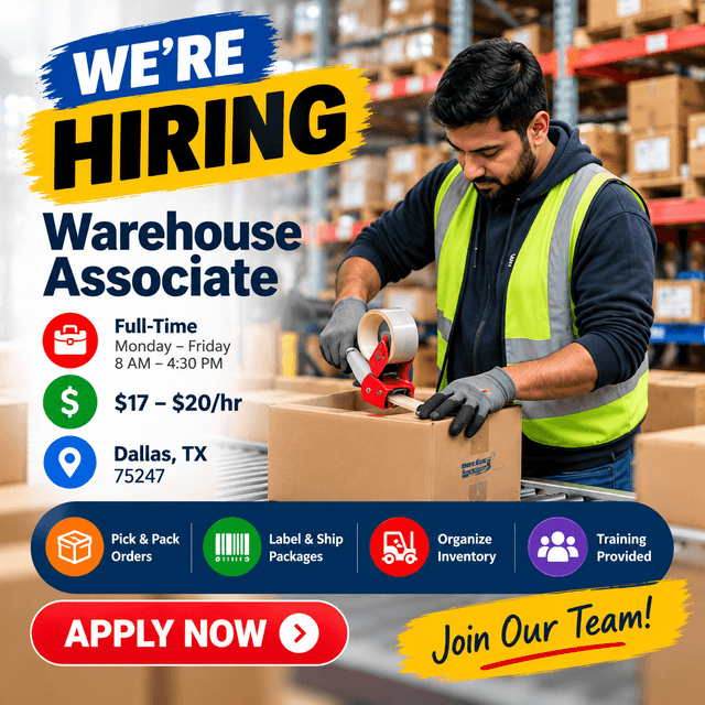 Warehouse Associate – Packing & Shipping